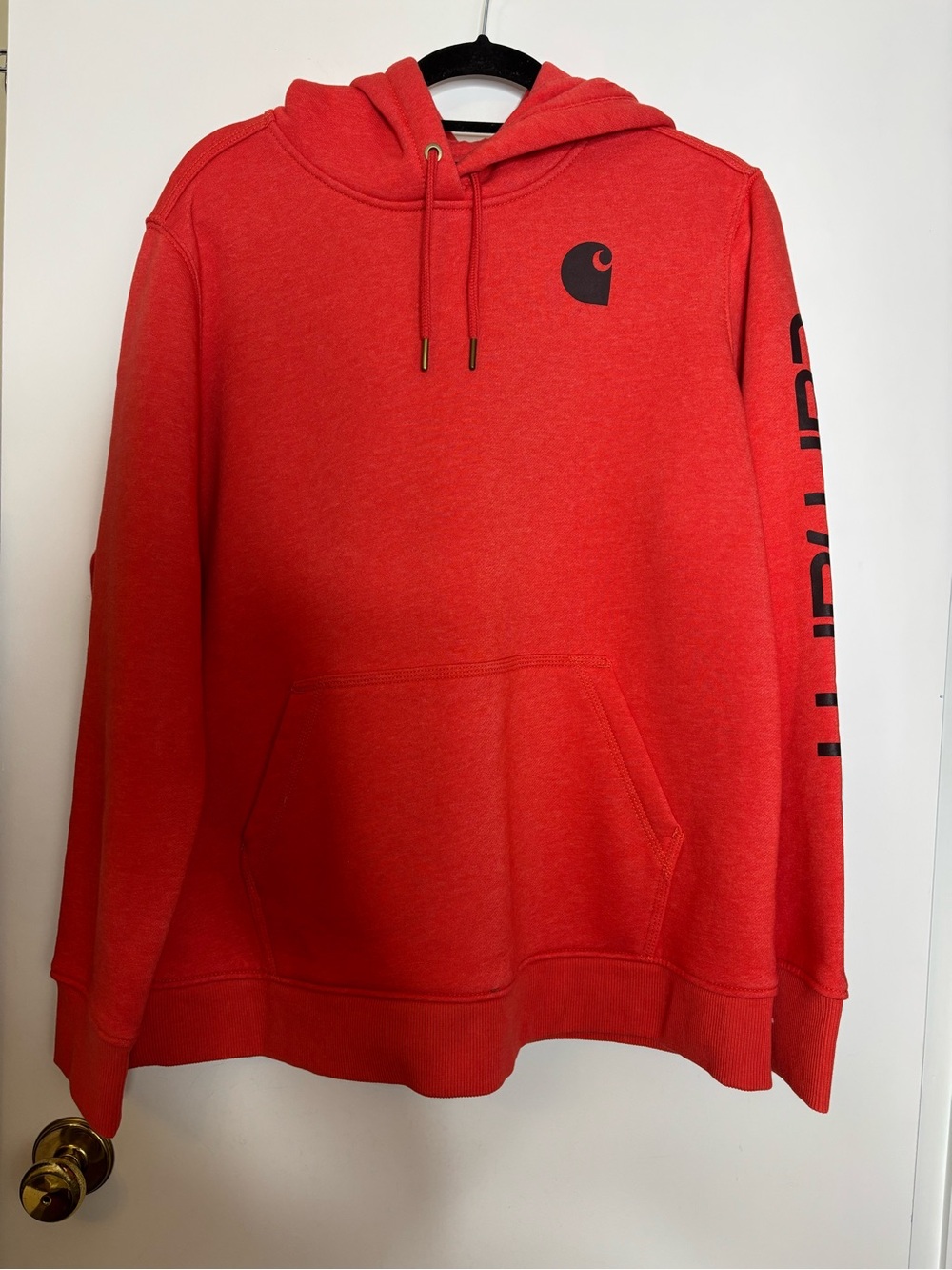 Carhartt Orange Pullover Hoodie with Black Logo